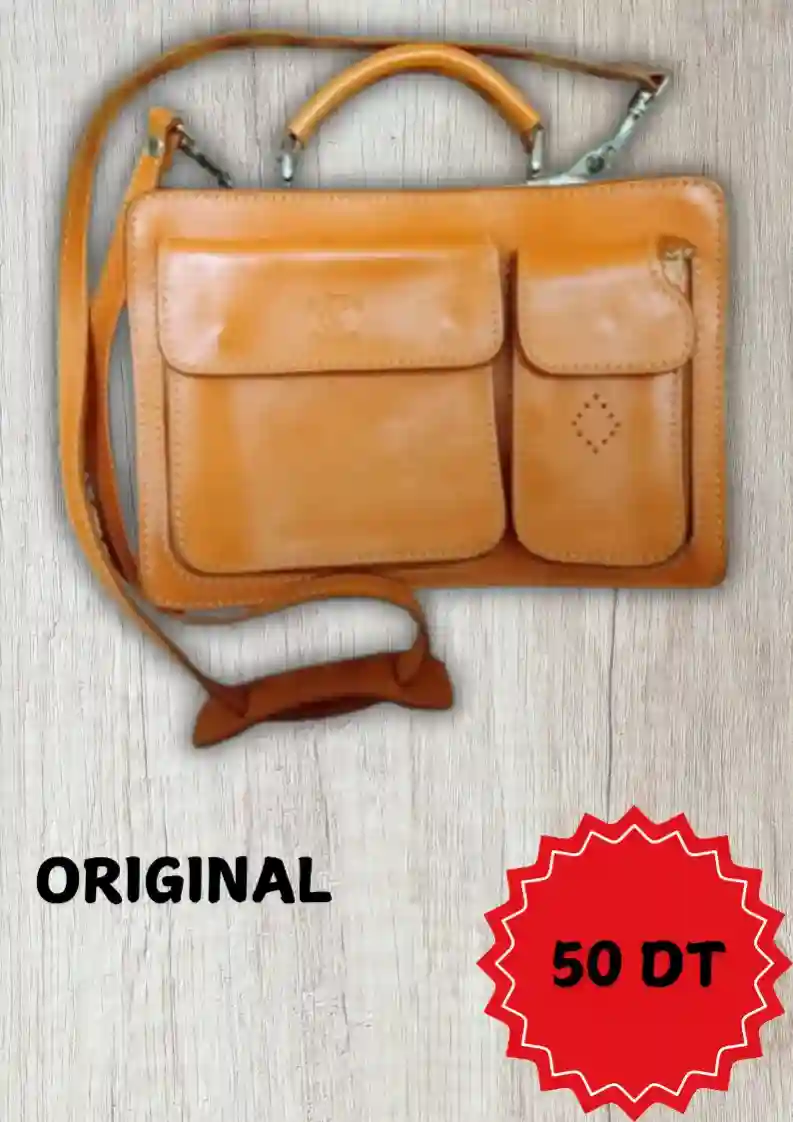 👜sac Cuir Couleur Orange Made in Italy 👜 - Vue 1