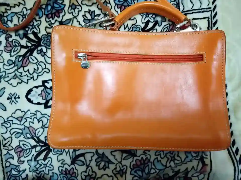 👜sac Cuir Couleur Orange Made in Italy 👜 - Vue 2