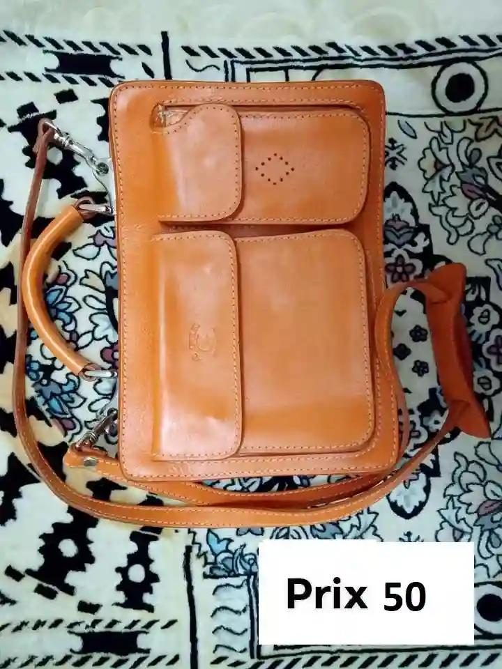 👜sac Cuir Couleur Orange Made in Italy 👜 - Vue 4