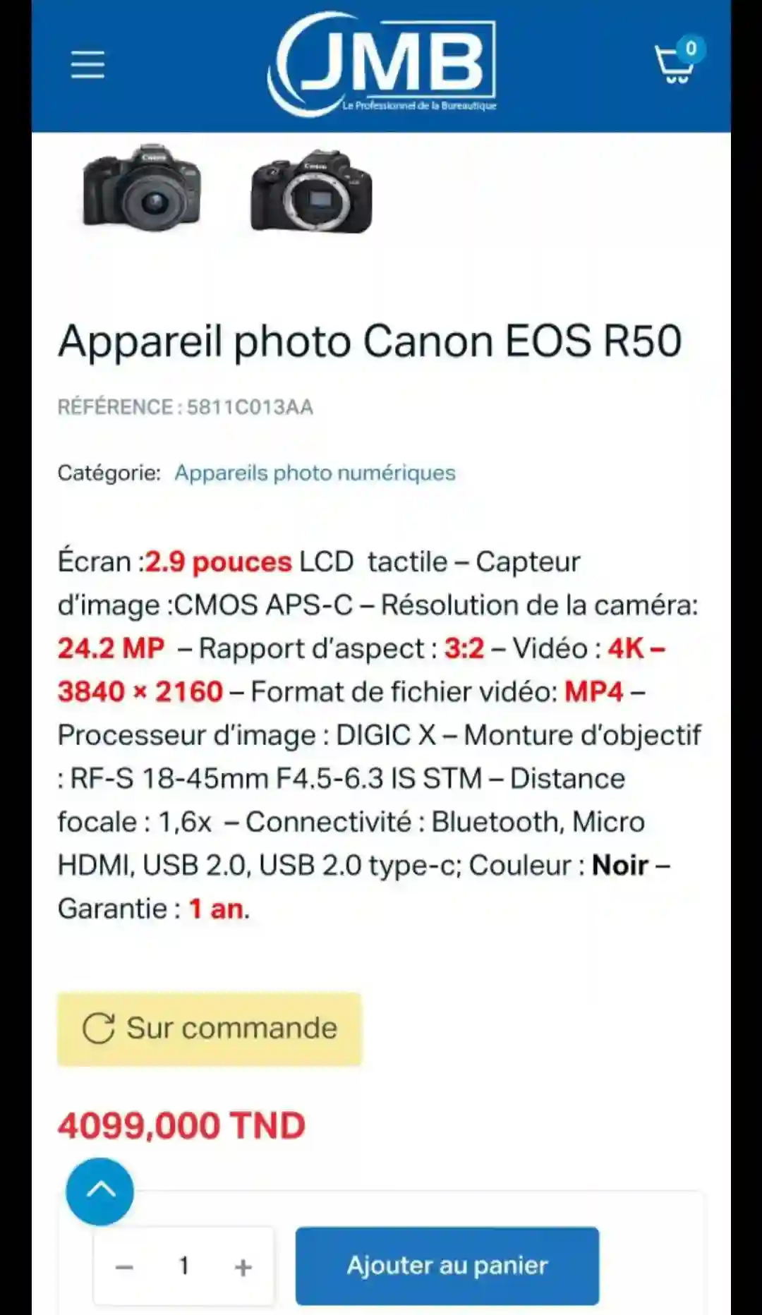 Canon EOS R50 + Accessoires - Vue 1