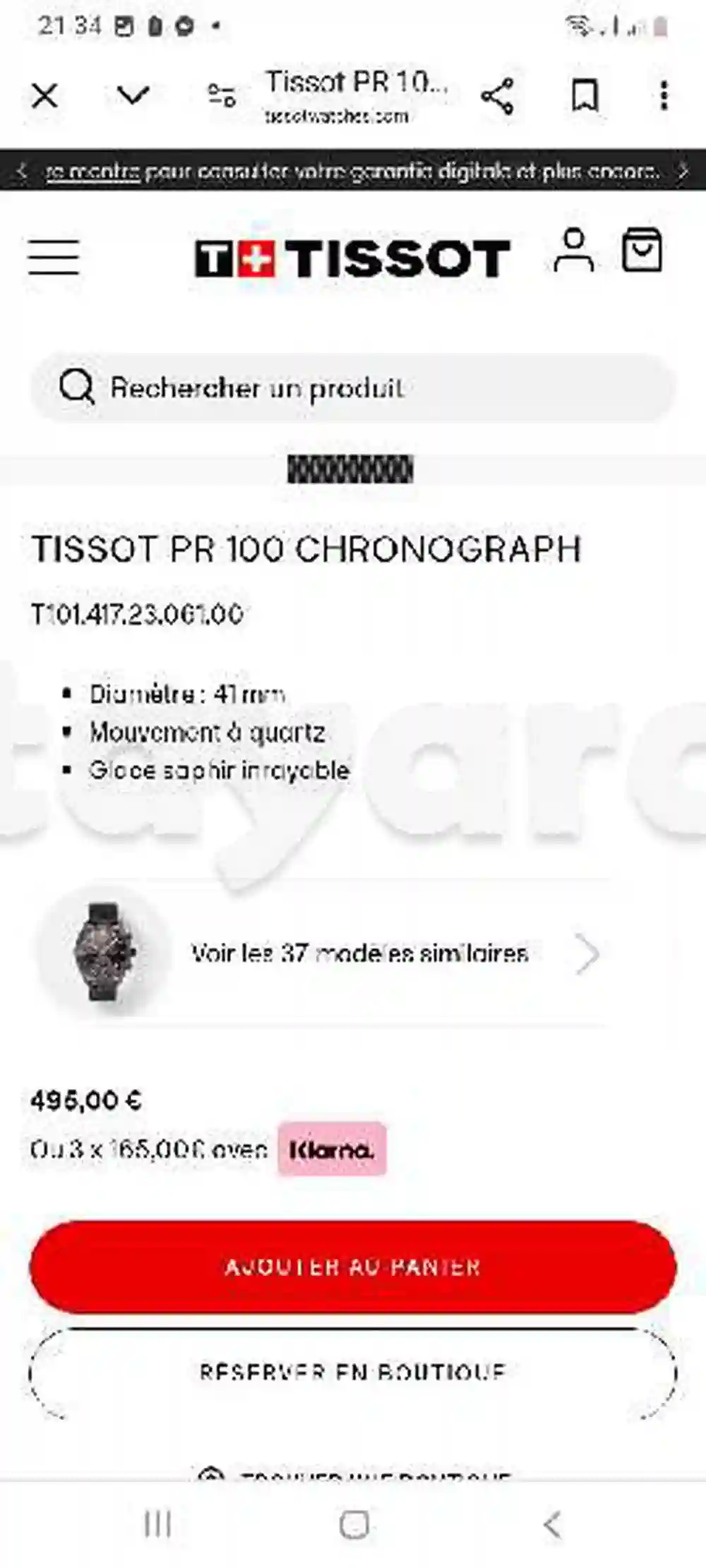 Montre Tissot - Vue 2