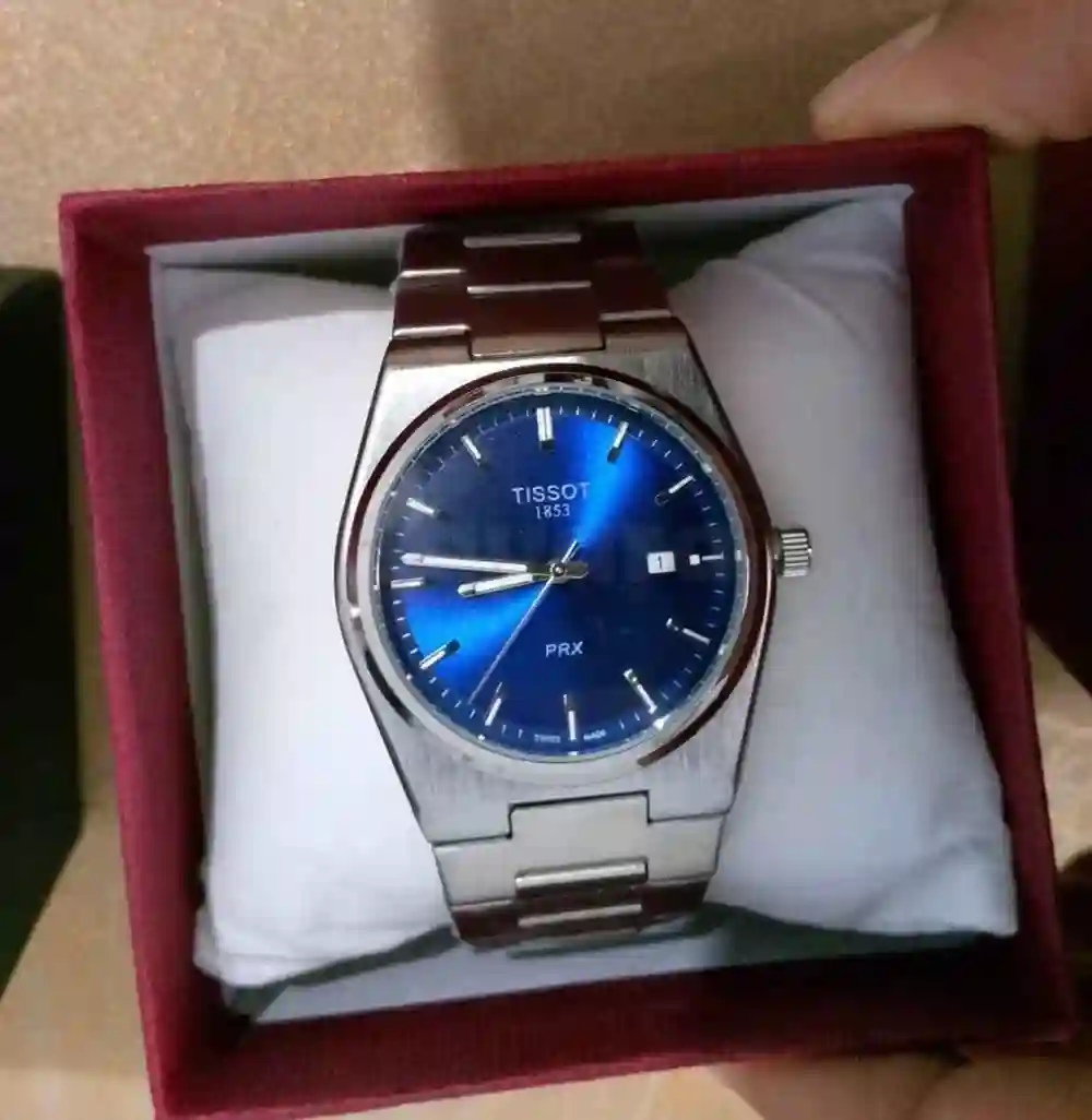 Montre Tissot prx en Argent Acier Inoxydable Fond Bleu et Noir - Vue 1