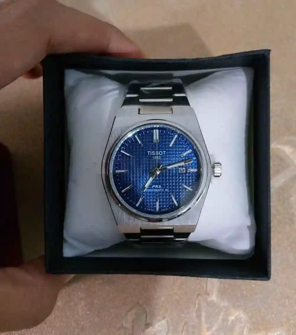 Montre Tissot prx en Argent Acier Inoxydable Fond Bleu et Noir - Vue 2