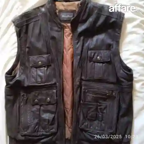 Blouson Cuir Sans Manches - Vue 2