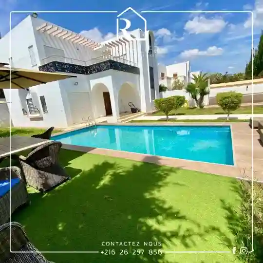 Location Estivale Hammamet Villa Avec Piscine de Type S+4 - Vue 2