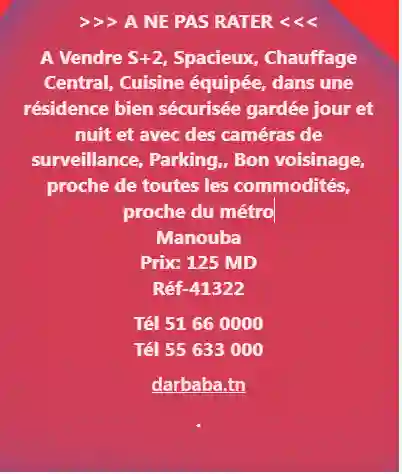 Appartement s2 Ref4477 à La Mannouba