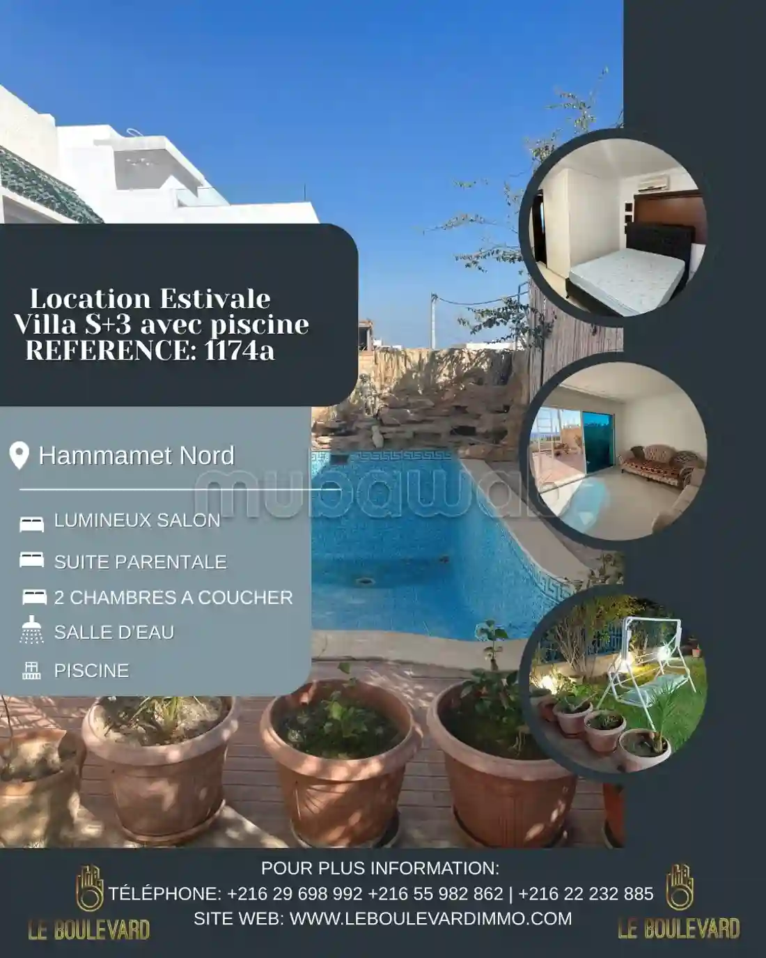 Location Estivale Villa S3 Avec Piscine à Hammamet - Vue 2
