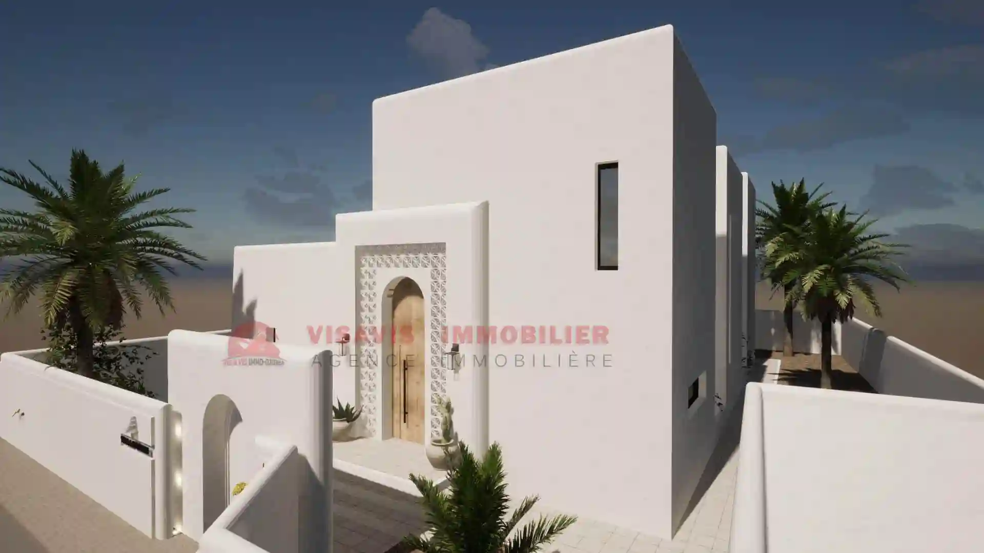 Villa Avec Piscine Titre Bleu Zone Urbaine À Djerba - Vue 4
