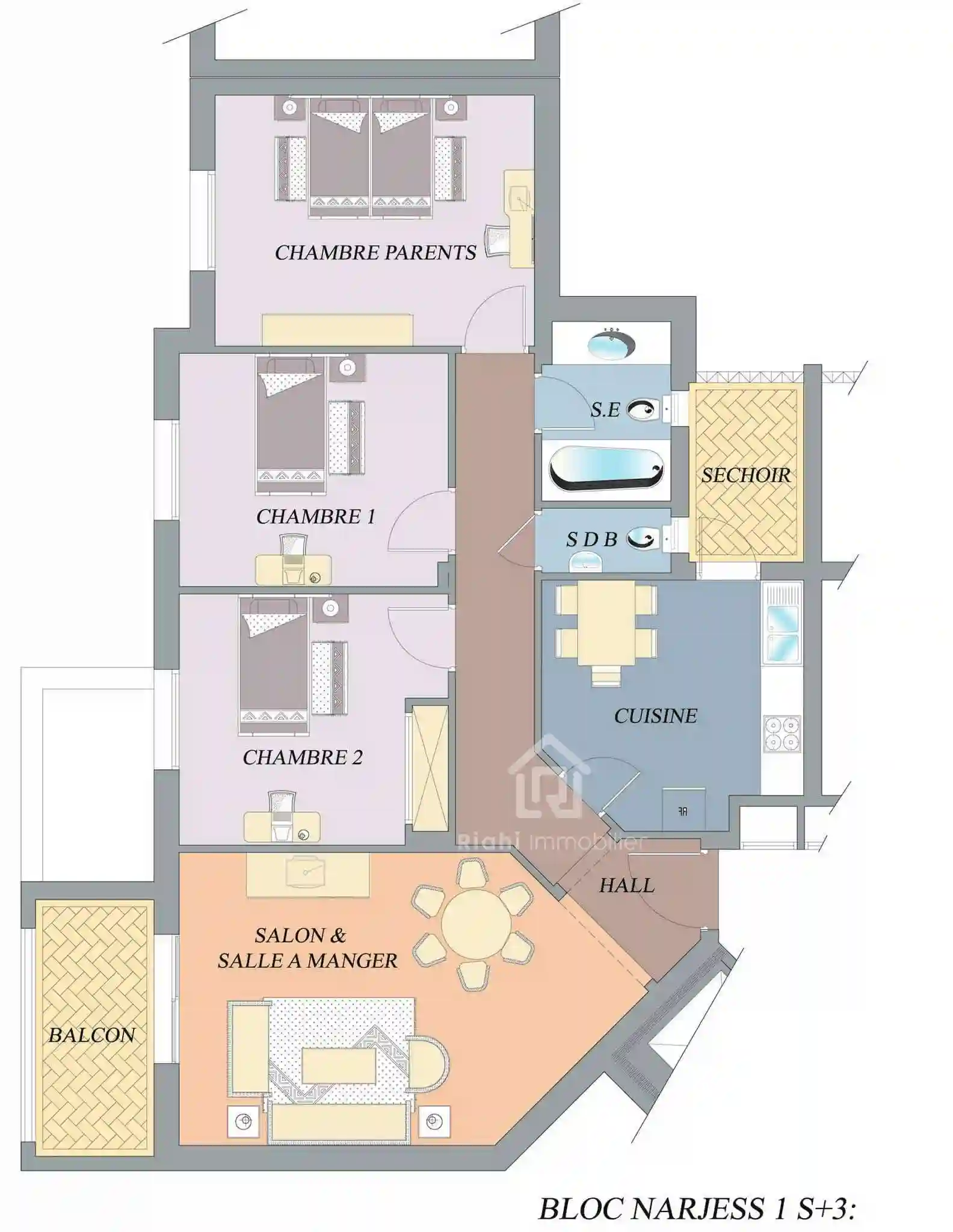 Appartement s+3 hst - Vue 3