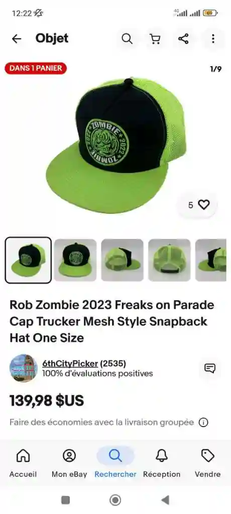 Casquette rob Zombie - Vue 1