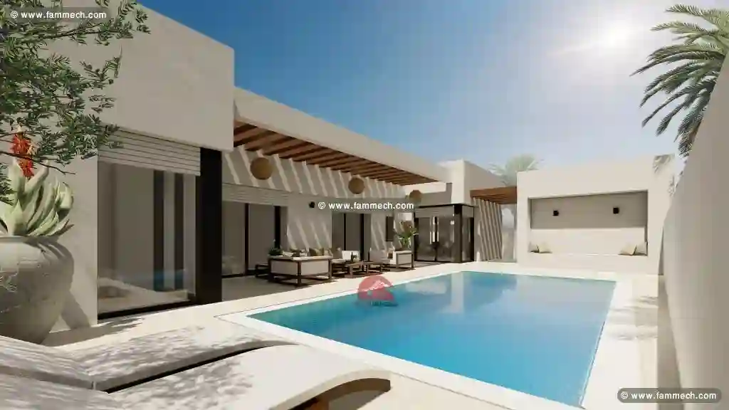 Villa EN U ET Piscine À Houmt Souk Djerba-réf P653