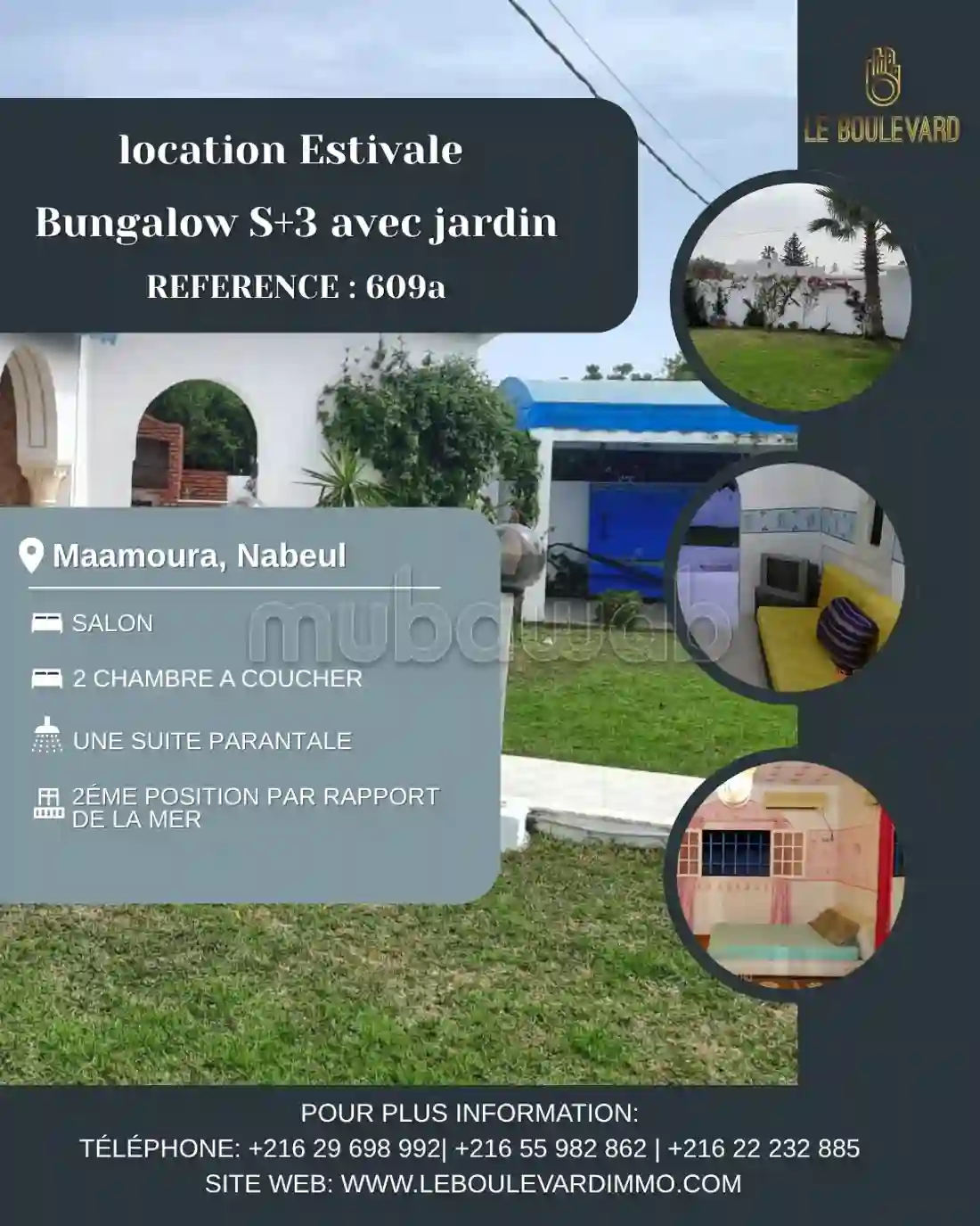 A Louer Bungalow S3 Avec Jardin à Maamoura