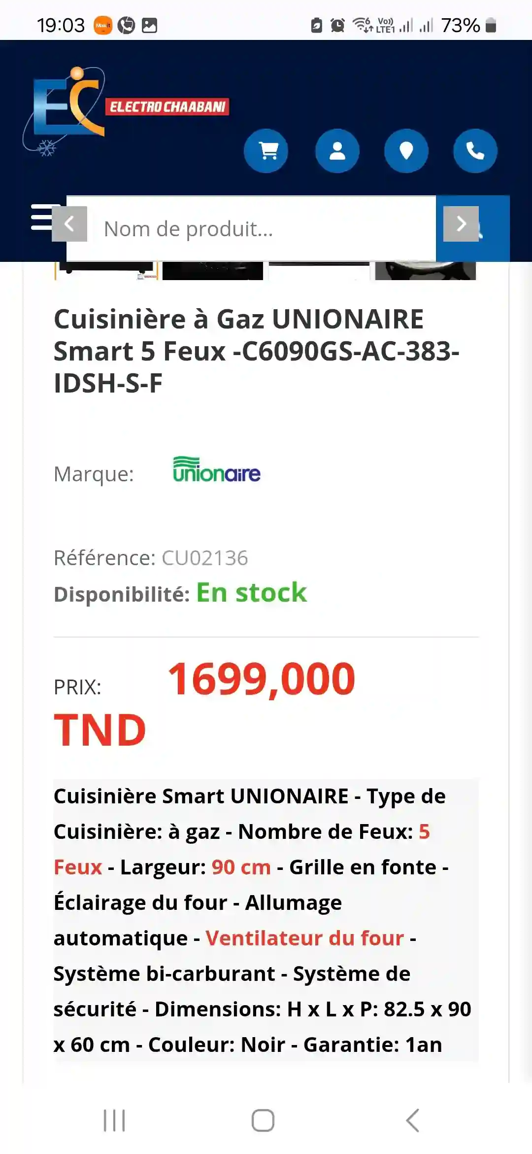 Cuisinière Hotte 90cm - Vue 5