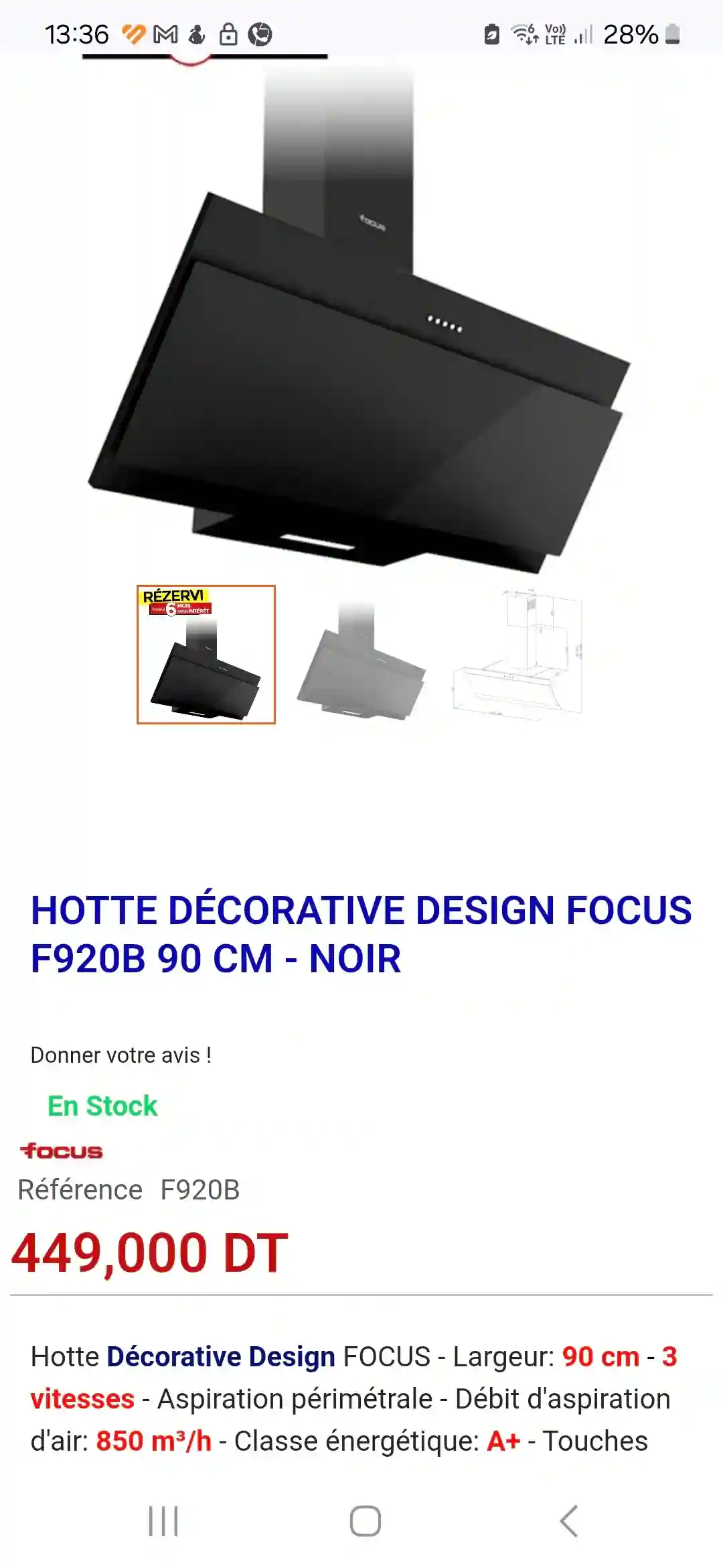 Cuisinière Hotte 90cm - Vue 6