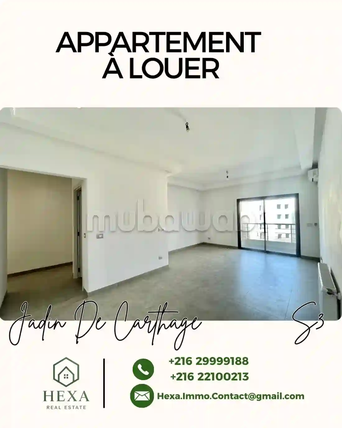 S3 à Louer aux Jardins De Carthage