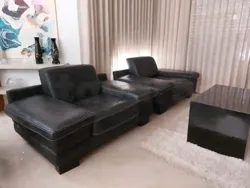 🛋️ Salon en Cuir Noir – Excellent État