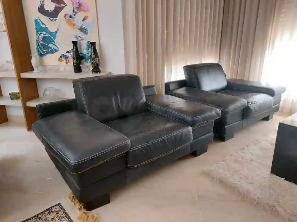 🛋️ Salon en Cuir Noir – Excellent État - Vue 5