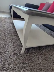 Table Basse en Bois Hêtre Patiné Gris à El Menzah