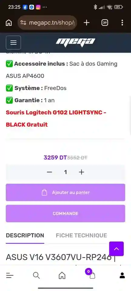 Pc Portable Gamer Asus v16 a Vendre Zone Ariana - Vue 6