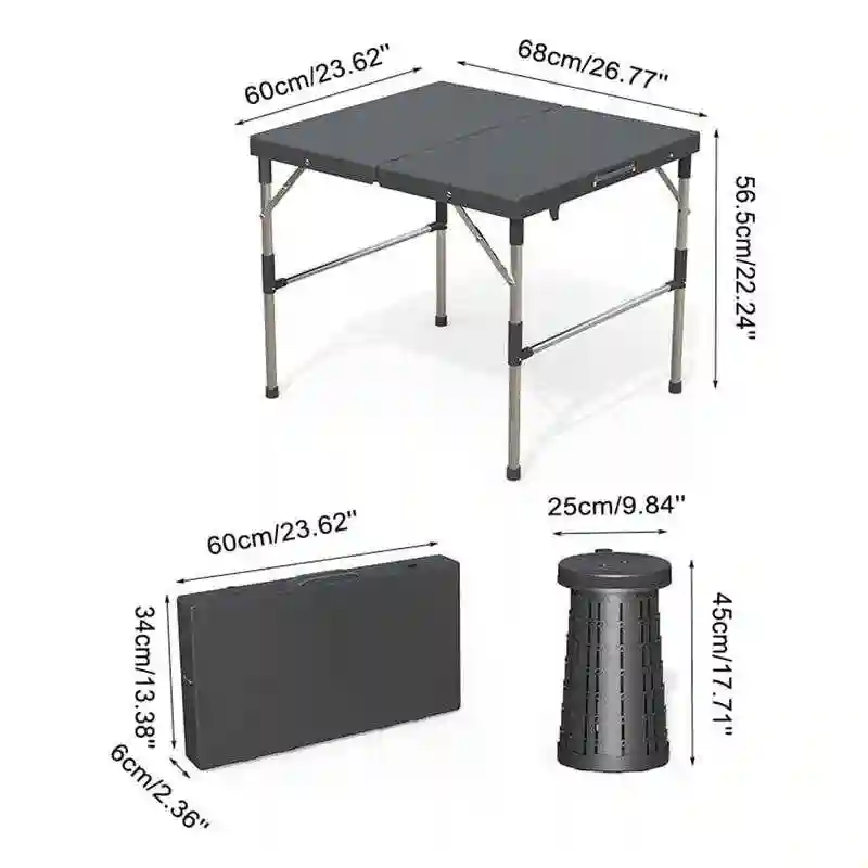 Ensemble de Table et Tabourets Pliants - Vue 1