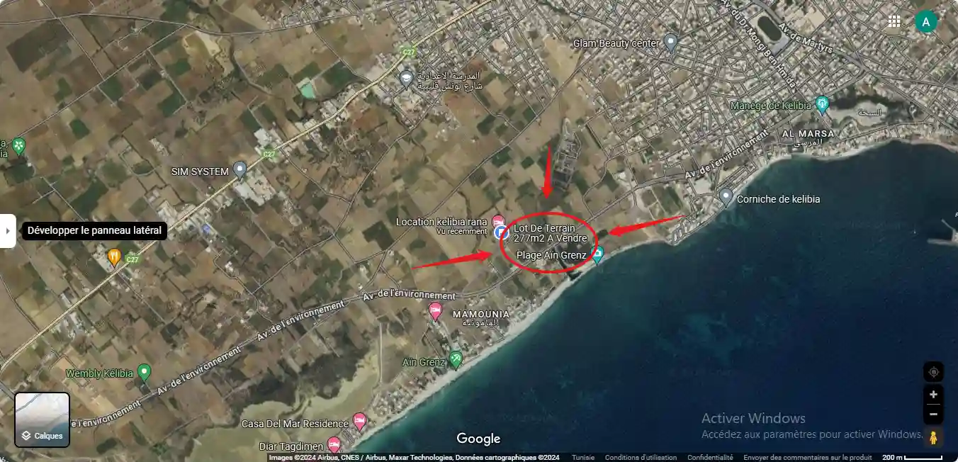 Terrain de 277 m vue sur mer à Kelibia - Vue 1